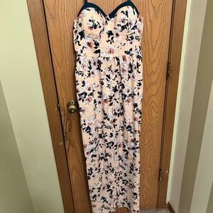 Pink and Navy Floral Jumpsuit
